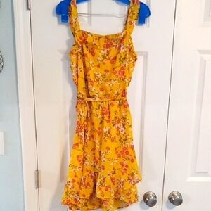 Place Vibrant Yellow Dress with Floral Details
